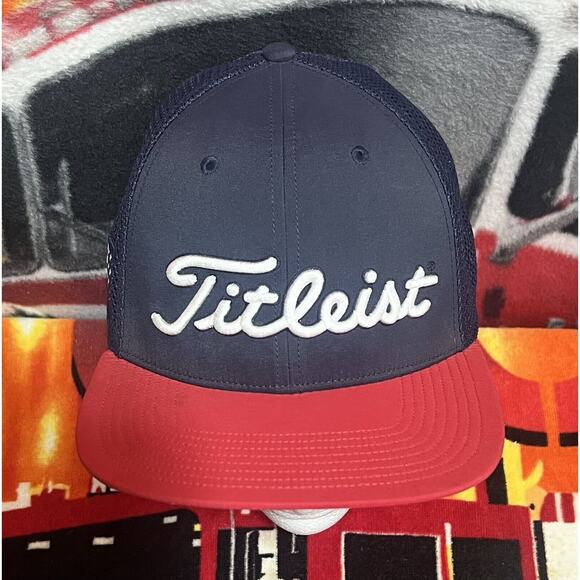 Titleist‎ Golf Snapback Hat USA Flag Mesh Back Cap Red White and Blue - Picture 1 of 6